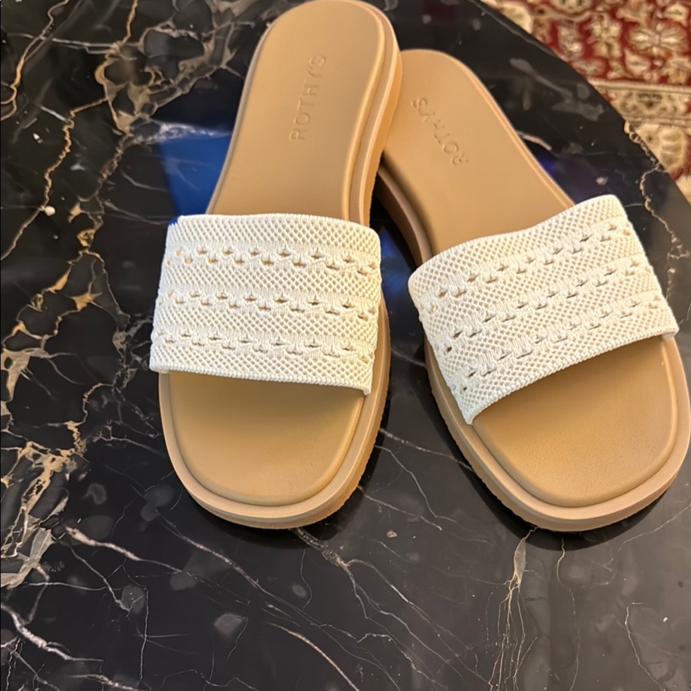 Rothy's Cream Sandals with Braided Strap